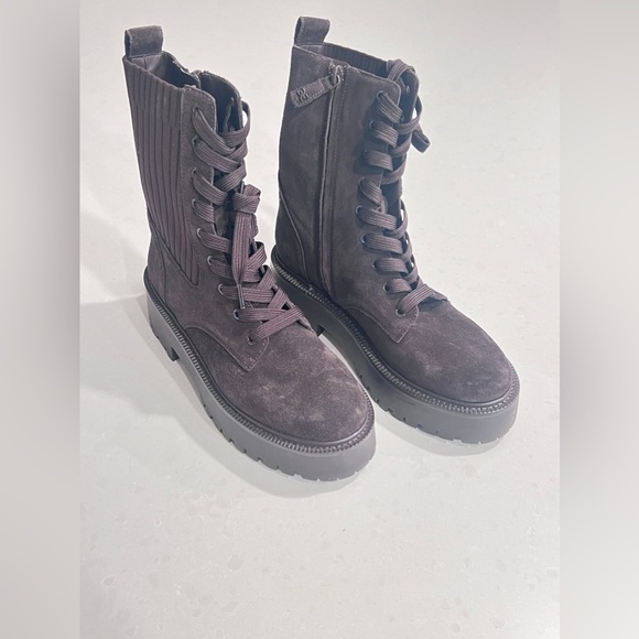 Sam Edelman Evina Chocolate Brown Lace Up Rounded Toe Chunky Heeled Ankle Boot 6 - Picture 7 of 12